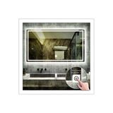 Global Led Mırror 75X105 Cm Beyaz Ledli Tasarım Kumlamalı Dokunmatik Tuşlu Banyo Aynası Makyaj Aynası Işıklı Ayna