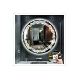 Global Led Mirror 80 cm Beyaz Ledli Tasarım Kumlamalı Dokunmatik Tuşlu Banyo Aynası Makyaj Aynası Işıklı Ayna