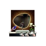 Global Led Mırror 80 Cm Çapında Bluetoothlu Buğu Çözücülü Dokunmatik Ledli Asimetrik Banyo Aynası Dekoratif Led Işıklı