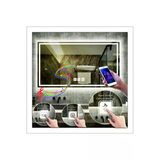 Global Led Mirror 80X100 cm Beyaz Ledli Tasarım Kumlamalı Dokunmatik Bluetoothlu Buğu Önleyicili Makyaj Banyo Aynası