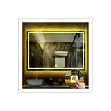 GLOBAL LED MIRROR 80x100 Cm Günışığı Ledli Tasarım Kumlamalı Dokunmatik Tuşlu Banyo Aynası Makyaj Aynası Işıklı Ayna