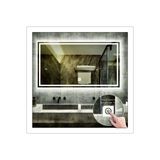 GLOBAL LED MIRROR 80x120 Cm Beyaz Ledli Tasarım Kumlamalı Dokunmatik Tuşlu Banyo Aynası Makyaj Aynası Işıklı Ayna