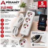 Global Teknik 3'lü Priz Canlı Dineleme Cihazı 5 Metre Uzatma Kesintisiz Güç Şarj Sorunu Yok - Beyaz