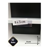 Global Türk 50 ad PVC Etiketlik isimlik Yapışkanlı Şeffaf Etiket Cebi 8x3 cm Raflar için Etiketlik Kartvizitlik