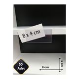 Global Türk 50 ad PVC Etiketlik isimlik Yapışkanlı Şeffaf Etiket Cebi 8x4 cm Raflar için Etiketlik Kartvizitlik