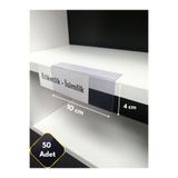 Global Türk Şeffaf Etiketlik Yapışkanlı Dik Açılı isimlik Raf Etiketi Ürün Etiketi 10x4 cm Etiket Cebi PVC 50 Ad