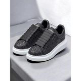Globalux Alexander Mcqueen Oversize Glitter Sneaker - Siyah Simli Kadın Sneaker - Siyah - Beyaz