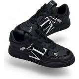 Globalux Valentino Garavani VL7N Erkek Sneaker - Siyah Deri Vltn Logo Bantlı Street Style Ayakkabı - Siyah - Beyaz