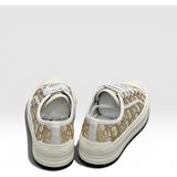 Globalux Women's Christian Dior Walk’n Platform Sneaker - Dior Oblique Embroidered Cotton - Kadın Sneaker - Platform Ayakkabı - Bej - Beyaz