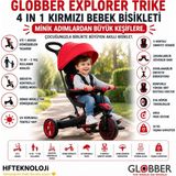 Globber 4 Farklı Kullanım Modu ve 5 Kontrollü Emniyet Kemeri ile Explorer Trike 4 In 1 Kırmızı Bebek Bisikleti - KIRMIZI BİSİKLET