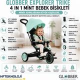 Globber 4 Farklı Kullanım Modu ve 5 Kontrollü Emniyet Kemeri Ile Explorer Trike 4 In 1 Mint Yeşil Bebek Bisikleti - mint yeşili çocuk bisikleti