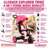 Globber 4 Farklı Kullanım Modu ve 5 Kontrollü Emniyet Kemeri ile Explorer Trike 4 In 1 Pembe Bebek Bisikleti - 4 İN 1 ÇOCUK BİSİKLETİ