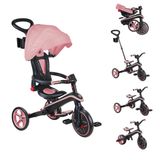 Globber - 4'ü 1 Arada Explorer Üç Tekerlekli Bisiklet - 10 Ay - 5 Yaş Arası Yeni Yürümeye Başlayan Çocuklar için Katlanabilir ve Ölçeklenebilir Üç Tekerlekli Bisiklet - Pastel Pembe