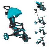 Globber - 4'ü 1 arada Explorer üç tekerlekli bisiklet - 10 aydan 5 yaşına kadar küçük çocuklar için katlanabilir ve ölçeklenebilir üç tekerlekli bisiklet - Turkuaz