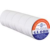Globe İzole Elektrik Bandı 10'lu Beyaz 19mm Alev Dayanıklı Uzun Ömürlü Yapıştırıcılar