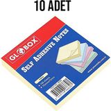 Globox 75 x 75 100 Yaprak Yapışkanlı Not Kağıdı Pastel Sarı 10 Adet