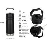 Globox Çelik Termos 500 ml - Siyah - 0,50 lt