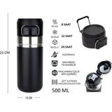 Globox Çelik Termos Matara 500 ml - Siyah - 0,50 lt