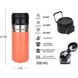 Globox Çelik Termos Matara 500 ml - Turuncu - 0,50 lt
