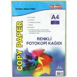Globox Renkli Fotokopi Kağıdı 100 Adet A4 80 gsm 5 Renk Ofis ve Okul Kullanımı İçin