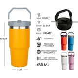 Globox Saplı Çelik Termos Matara 650 ml - Sarı