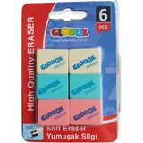 Globox Soft Silgi 6'lı Yumuşak Silgi Sarf Malzemeleri Renkli ve Yüksek Kalite