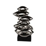 Globy Gümüş Renk, Siyah MDF Tabanlı Dekoratif Obje – 16 cm