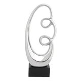 Globy Gümüş Renk, Siyah MDF Tabanlı Dekoratif Obje – 24 cm