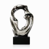 Globy Gümüş Renk, Siyah MDF Tabanlı Dekoratif Obje – 26 cm