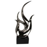 Globy Gümüş Renk, Siyah MDF Tabanlı Dekoratif Obje – 33 cm