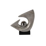 Globy Siyah MDF Tabanlı, Noktalı Mat Gümüş Küre Dekoratif Obje – 13,5 cm