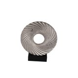 Globy Siyah MDF Tabanlı, Noktalı Mat Gümüş Küre Şeklinde Dekoratif Obje – 36,5 cm