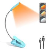 Glocusent Söğüt Yatakta Kitaplar için Okuma Işıkları, 10LED Parlak Kitap Işığı, 3 Renk ve 3 Parlaklık, Şarj Edilebilir Kitap Işığı 80 saat sürer, Okuma Işığında Hafif Klips (mavi)