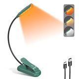 Glocusent Söğüt Yatakta Kitaplar için Okuma Işıkları, 10LED Parlak Kitap Işığı, 3 Renk ve 3 Parlaklık, Şarj Edilebilir Kitap Işığı 80 saat sürer, Okuma Işığında Hafif Klips (yeşil)