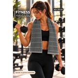 Glomar %100 Pamuk Mürdüm Spor Sporcu Havlusu Fitness Antrenman Gym Boks Için Ter Emici Yumuşak Havlu 40X70 - Antrasit
