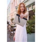 GLONDY Asia Kanvas Çizgili Kadın Portföy & Clutch El Çantası Siyah