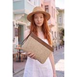 Glondy Jolie Hasır Kadın Portföy & Clutch El Çantası - Taba