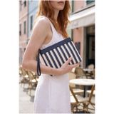 GLONDY Sofia Kanvas Çizgili Kadın Portföy & Clutch El Çantası Lacivert