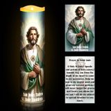 Glooglitter 2 Adet LED Katolik Dua Mum ve Kart Seti 1,97 x 7,87 inç Alevsiz Adanmışlık Dua Mum Kartı Cadılar Bayramı Noel için Dini Dekorasyon Hediyeleri (St. Jude)