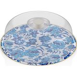 Glore 31 cm Blue Rose Yuvarlak Kek Fanusu
