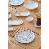 Glore Asya Ice Blue Altın Yaldızlı 41 Parça 6 Kişilik Seramik Kahvaltı Takımı