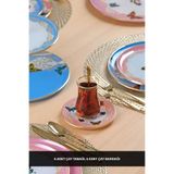 Glore Butterfly Altın Yaldızlı 12 Parça 6 Kişilik Cam Çay Takımı
