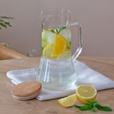 Glore Cam Sürahi Ahşap Kapaklı Vakumlu 11,5X20,5CM - 1.200ML - Şeffaf - 1,2 lt