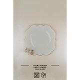 Glore Dolmabahçe Lotus Krem Altın Yaldızlı 6 Kişilik Cam Servis Tabağı Takımı - 26x26cm