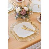 Glore Lotus Krem 6 Kişilik Cam Servis Tabağı Takımı Altın Yaldızlı - 26x26cm