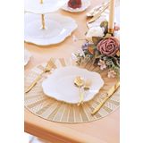 Glore Lotus Krem Altın Yaldızlı 6 Kişilik 26 Parça Pasta Takımı