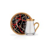 Glore Nihavent Kulplu Çay Bardağı 6'lı Set, Chain Desen, Cam, Altın Yaldızlı