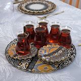 Glore Vintage Altın Yaldızlı Cam Tepsi