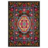 Gloria Td726 Siyah Karabağ Desen Dokuma Saçaklı Kilim, Siyah, 80 x 150