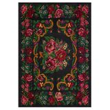 Gloria Td732 Siyah Karabağ Desen Dokuma Saçaklı Kilim, Siyah, 100 x 300